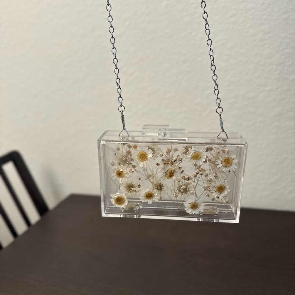 Clear Floral Acrylic Purse